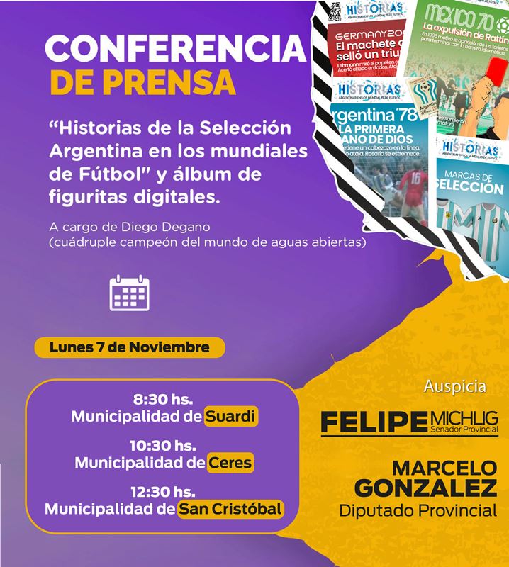 Presentarán en Ceres el Programa “Historias Argentinas en los mundiales