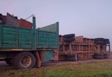 Volcó un camión en la Autovía 19 y hay reducción de calzada en el acceso a San Carlos