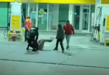 Brutal pelea en una estación de servicio de Bulevar Gálvez: patadas y escobazos contra un joven