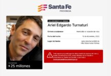 Provincia actualizó a $ 25 millones la recompensa para esclarecer el crimen de Ariel Turnaturi